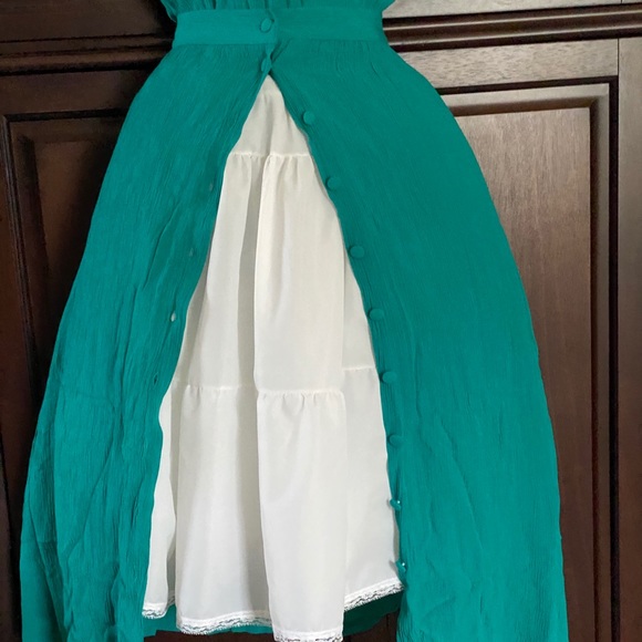 SAG HARBOR 2-pc green hobo bohemian maxi dress M - Picture 10 of 16